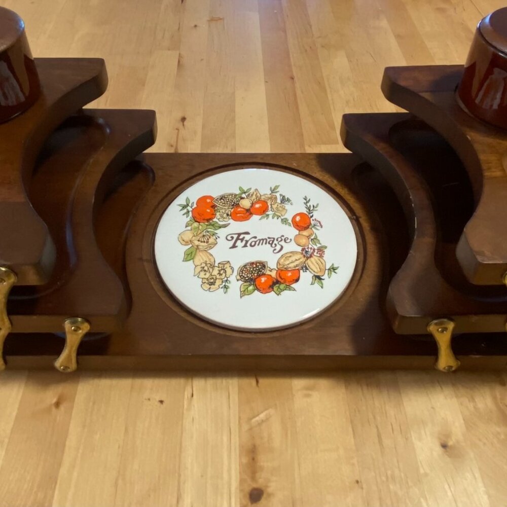 Vintage Goodwood Expandable Wooden Serving Buffet Cheese Tray Ceramic